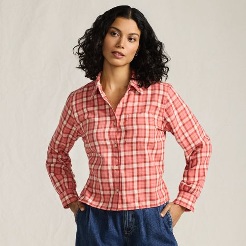 Women's 3/4 Sleeve Cotton Slub Lace Trim Top