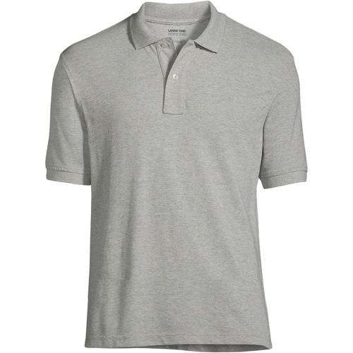 School Uniform Men s Banded Short Sleeve Mesh Polo Lands End Gray XXL