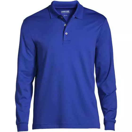 School Uniform Men's Long Sleeve Performance Pima Polo Shirt - primary