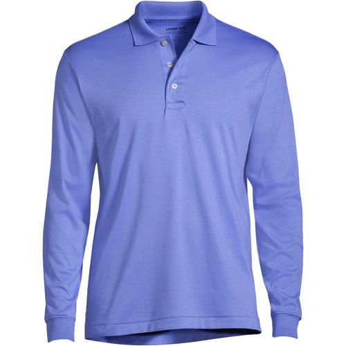 Solid Stretch Jersey Long Sleeve Polo, Men's Polo Shirts