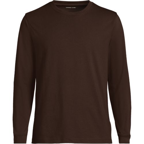 Super-T Long Sleeve T-shirt, Men, size: XXL, regular, Brown, Cotton, by Lands' End