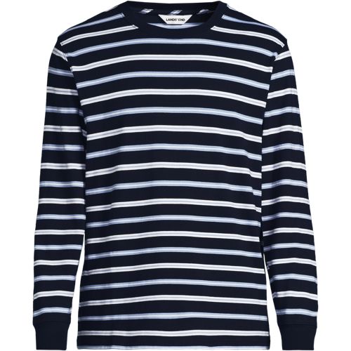 Tall Super-T Long Sleeve T-shirt, Men, size: L, tall, Blue, Cotton, by Lands' End