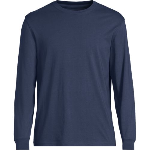 Tall Super-T Long Sleeve T-shirt, Men, size: M, tall, Blue, Cotton, by Lands' End