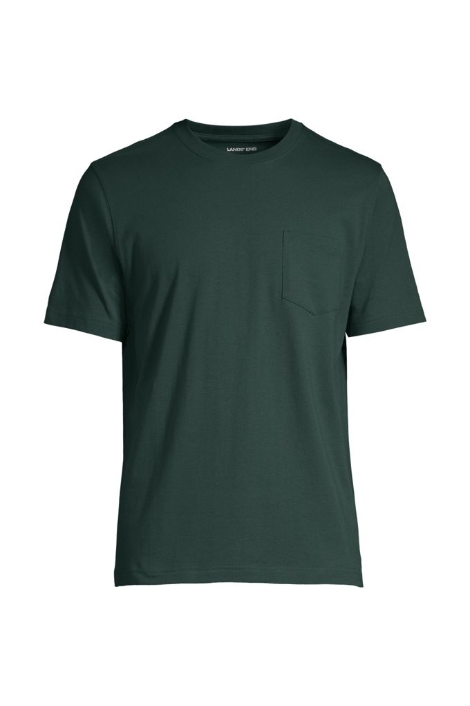 Lands' End Men's Big Super-t Short Sleeve T-shirt With Pocket In Green