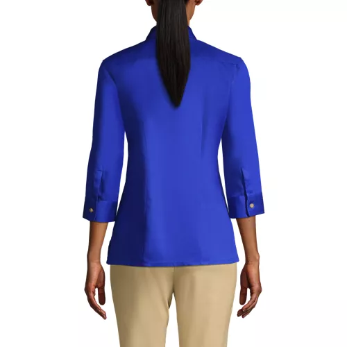 School Uniform Women's 3/4 Sleeve Performance Twill Shirt, Back