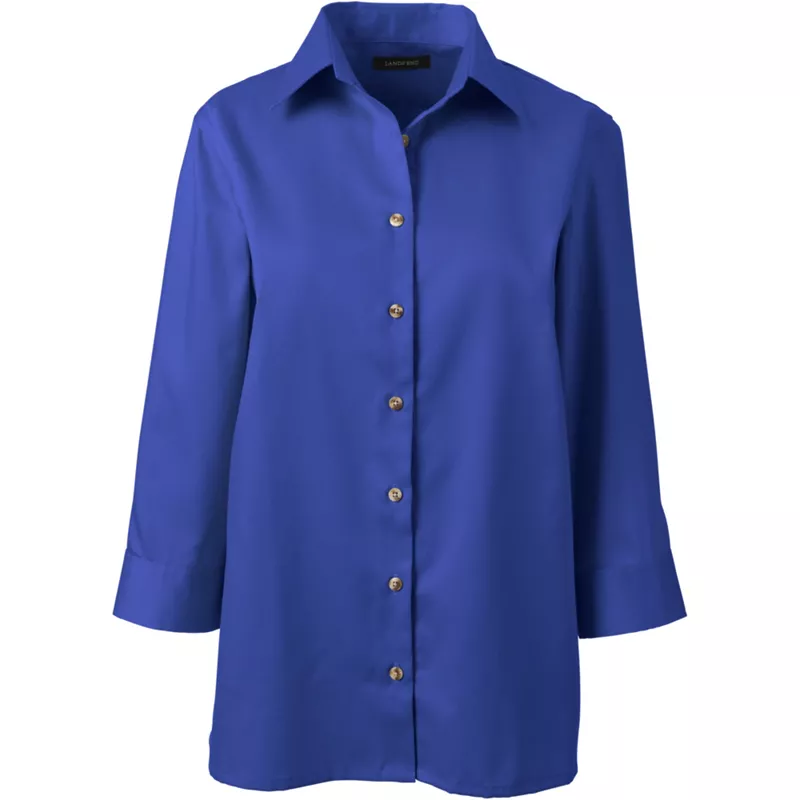 Women's Plus Size 3/4 Sleeve Performance Twill Shirt, Front