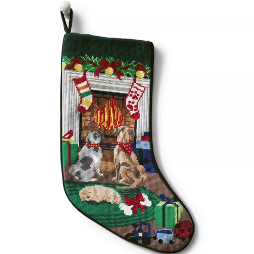 Needlepoint Personalized Christmas Stocking, Front