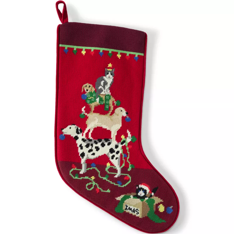 Needlepoint Personalized Christmas Stocking, Front