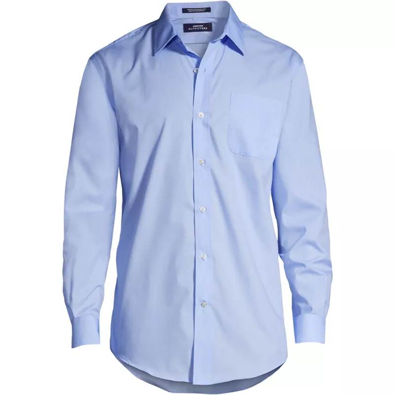 School Uniform Men's Long Sleeve Straight Collar Broadcloth Dress Shirt, Front