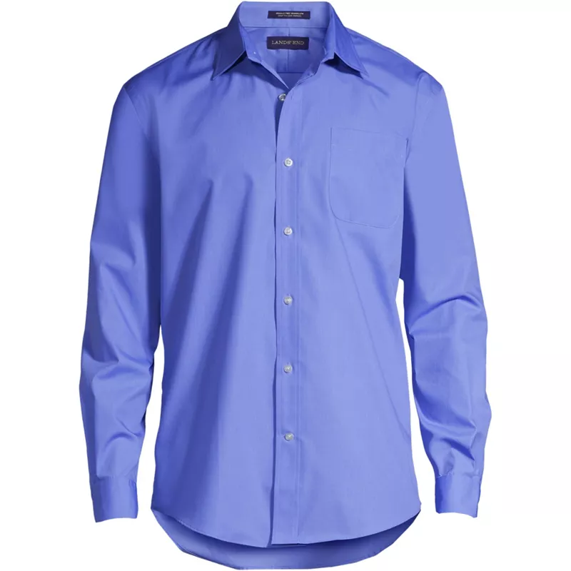 School Uniform Men's Big and Tall Long Sleeve Straight Collar Broadcloth Dress Shirt, Front