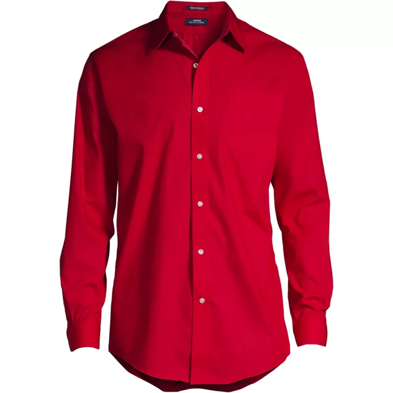 School Uniform Men's Big and Tall Long Sleeve Straight Collar Broadcloth Dress Shirt, Front