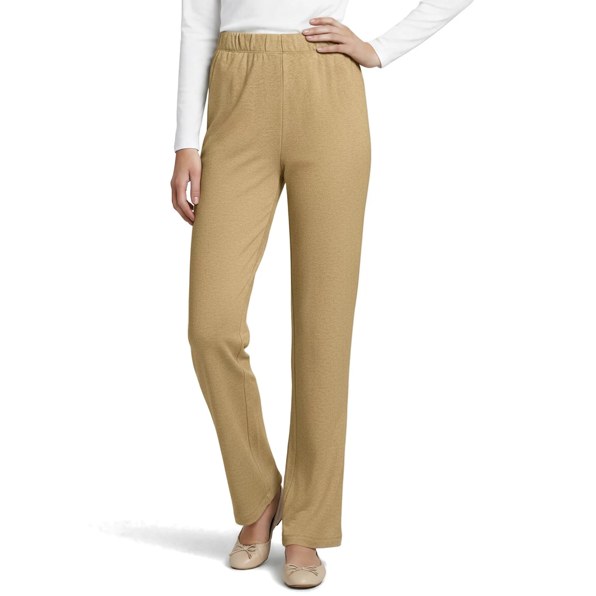 Tall Sport Knit High Rise Pants — French Pecan Heather by Lands' End