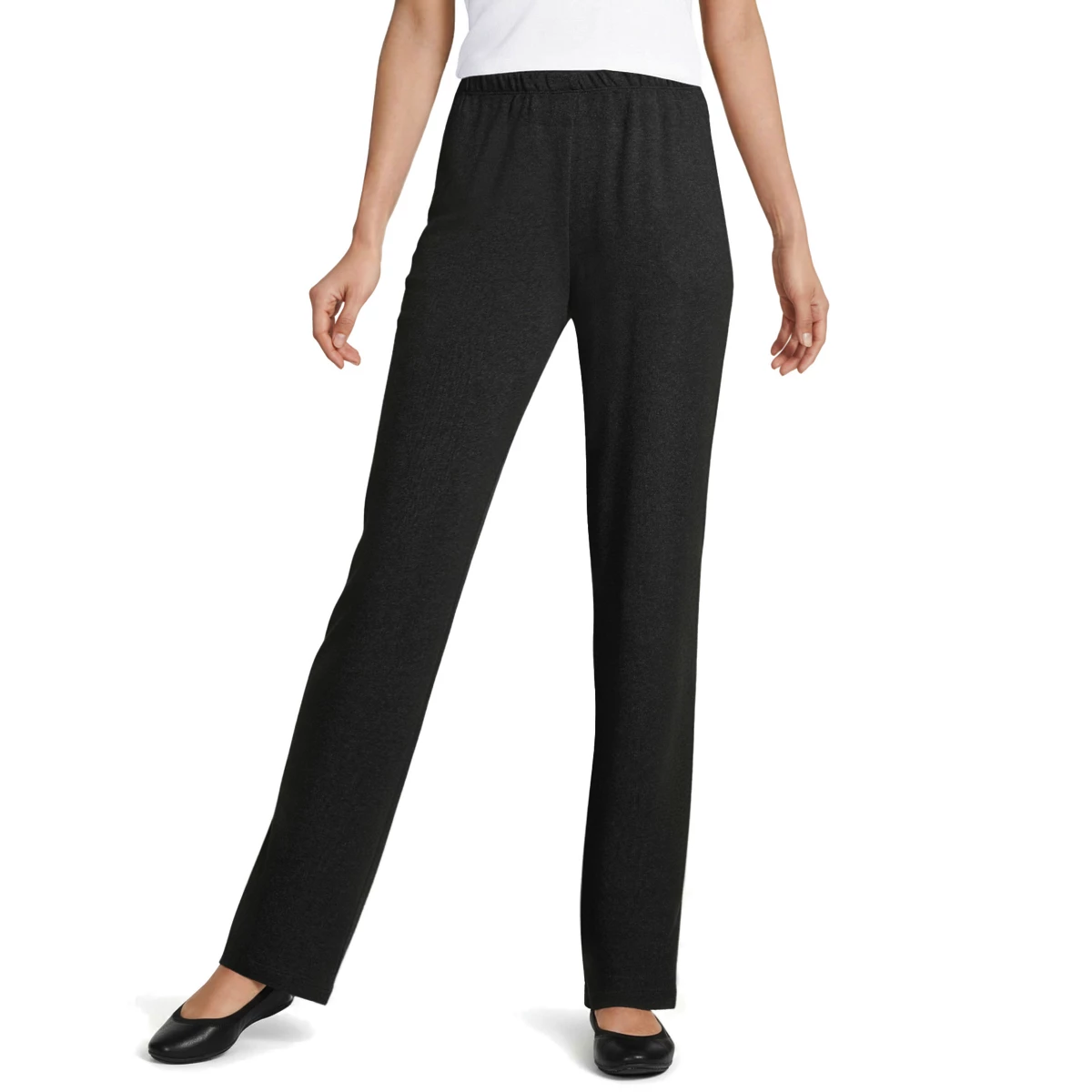 Tall Sport Knit High Rise Pants — Dark Charcoal Heather by Lands' End