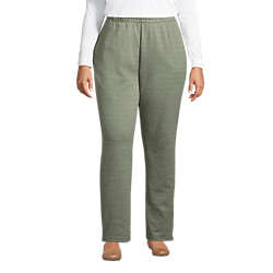 Women's Plus Size Sport Knit High Rise Elastic Waist Pull On Pants, Front
