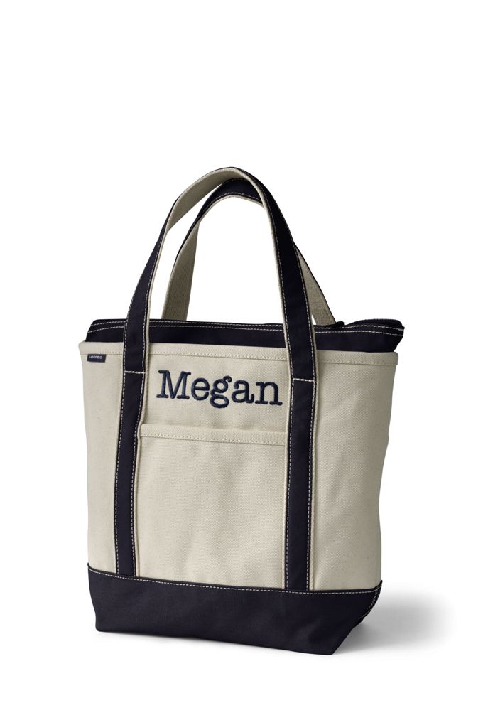 Image of Medium Natural Zip Top Canvas Tote Bag - Lands' End - Ivory