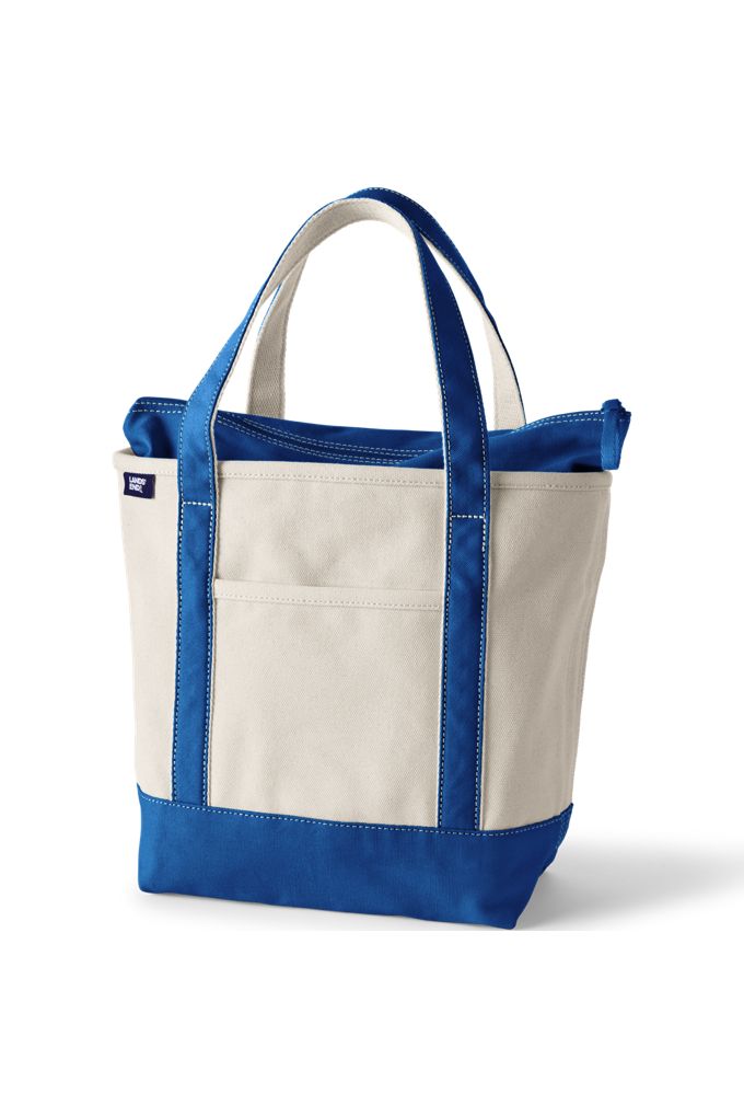 Medium 5 Pocket Zip Top Canvas Tote Bag - Lands' End - Ivory