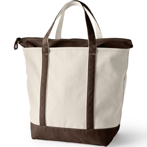  Lands' End Große Canvastasche Mit Reißverschluss, Damen, Größe:null Regular, Braun, Baumwolle, By Lands' End 