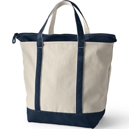  Lands' End Große Canvastasche Mit Reißverschluss, Damen, Größe:null Regular, Weiß, Baumwolle, By Lands' End 