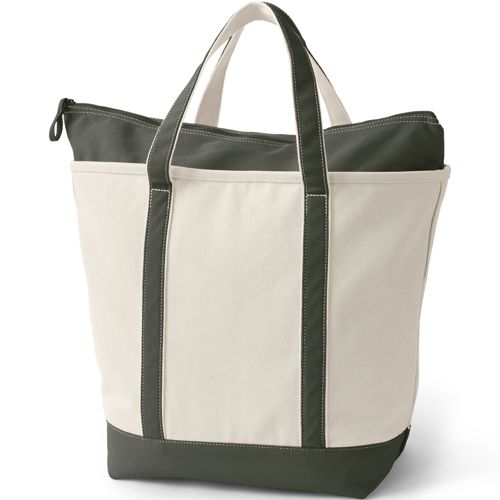  Lands' End Große Canvastasche Mit Reißverschluss, Damen, Größe:null Regular, Weiß, Baumwolle, By Lands' End 