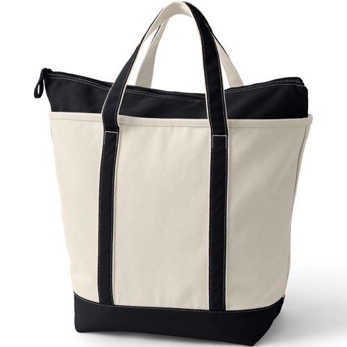 Lands' End Große Canvastasche Mit Reißverschluss, Damen, Größe:null Regular, Weiß, Baumwolle, By Lands' End 