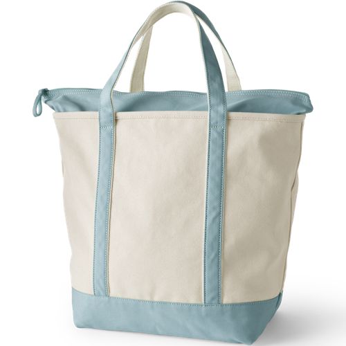  Lands' End Große Canvastasche Mit Reißverschluss, Damen, Größe:null Regular, Weiß, Baumwolle, By Lands' End 