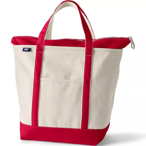 Large 5 Pocket Zip Top Canvas Tote Bag - primary