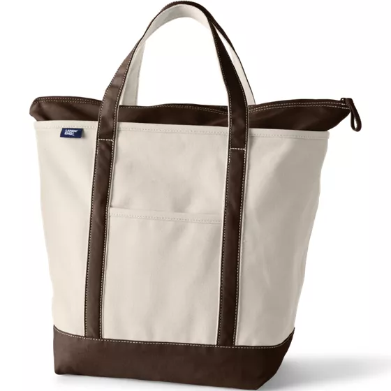 Large 5 Pocket Zip Top Canvas Tote Bag - primary