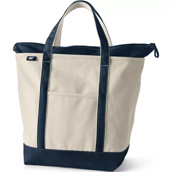Large 5 Pocket Zip Top Canvas Tote Bag - primary