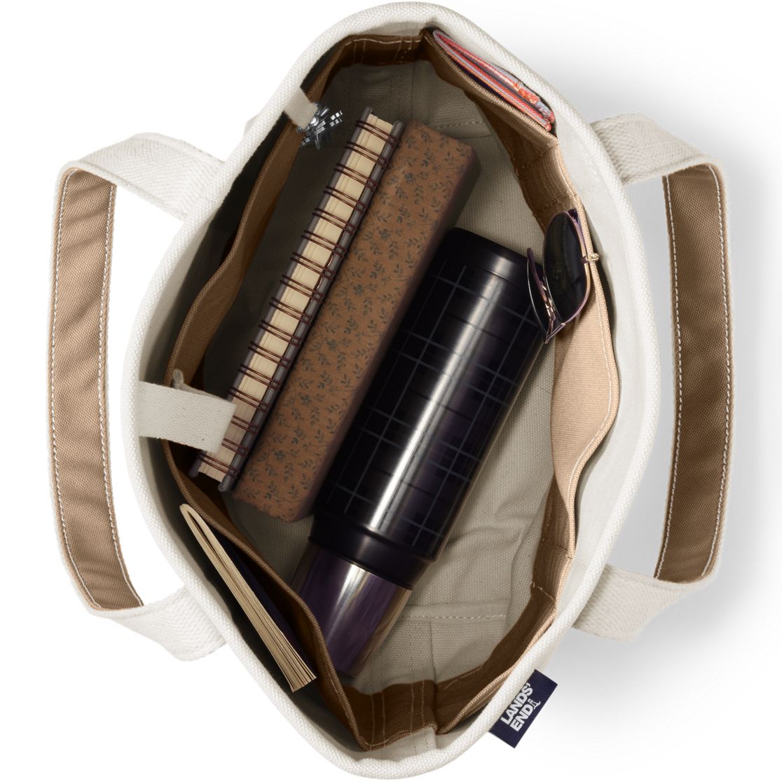 Medium Natural 5 Pocket Open Top Canvas Tote Bag