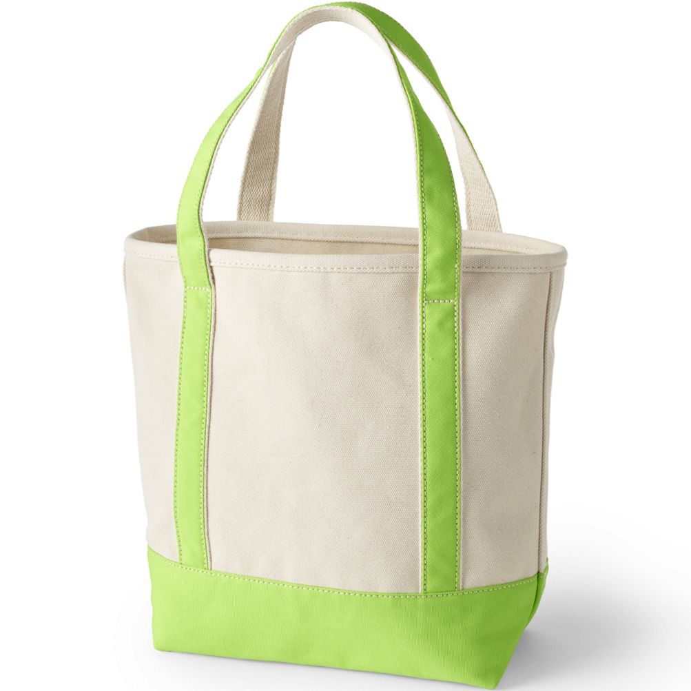 Lands' End Extra Large Natural 5 Pocket Open Top Canvas Tote Bag