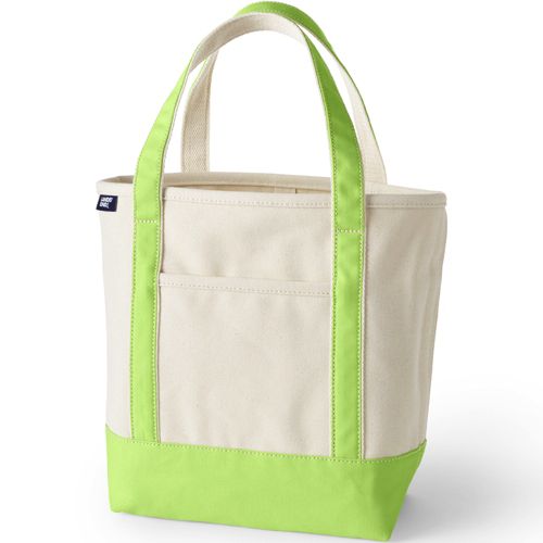 Lands End Natural Open Top Canvas Tote Bag Size: Large White