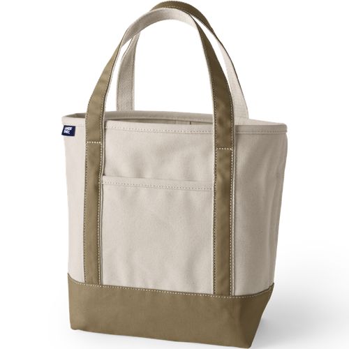 Medium Natural 5 Pocket Open Top Canvas Tote Bag Lands End