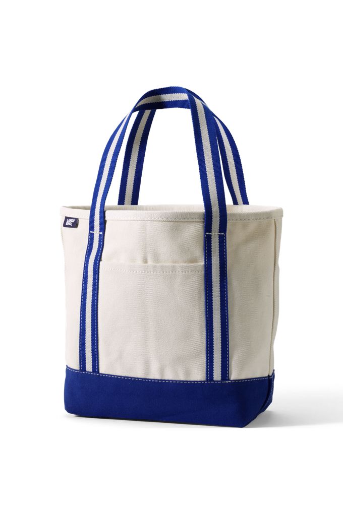 Medium 5 Pocket Open Top Canvas Tote Bag - Lands' End - Blue