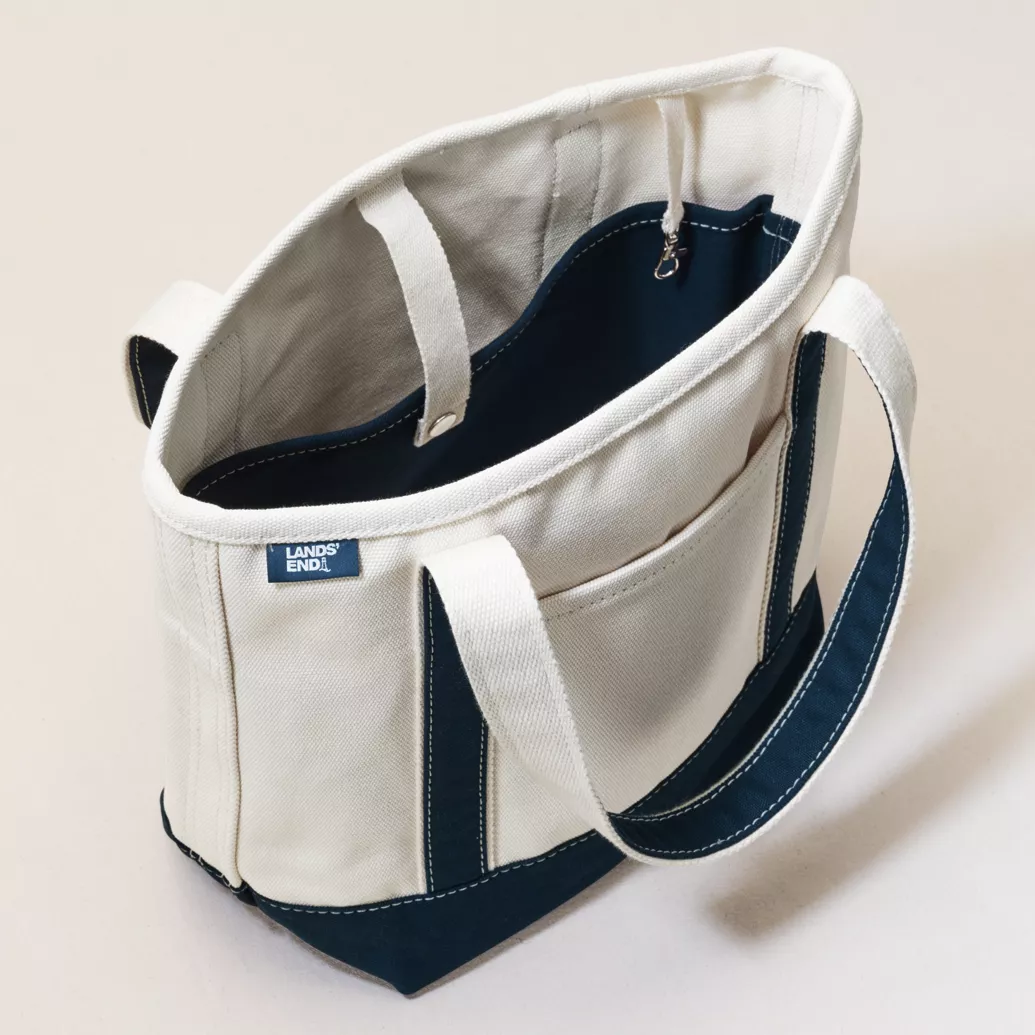 Medium Natural 5 Pocket Open Top Canvas Tote Bag