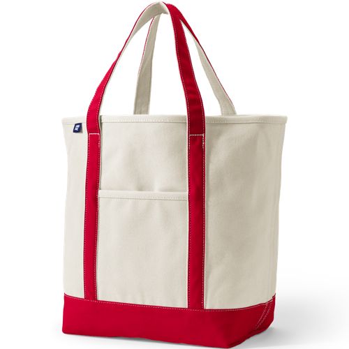 Large Open Top Canvas Tote Bag, Women, size: one size, regular, Red, Cotton, by Lands' End