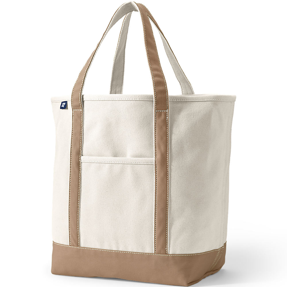 Large Open Top Canvas Tote Bag, Women, size: one size, regular, Brown, Cotton, by Lands' End