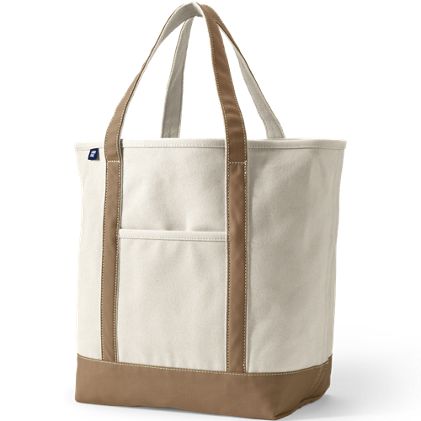 Large Natural 5 Pocket Open Top Canvas Tote Bag - primary