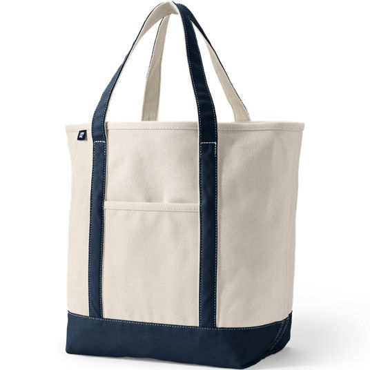 Lands End ivory & Navy canvas backpack Lands main image 4