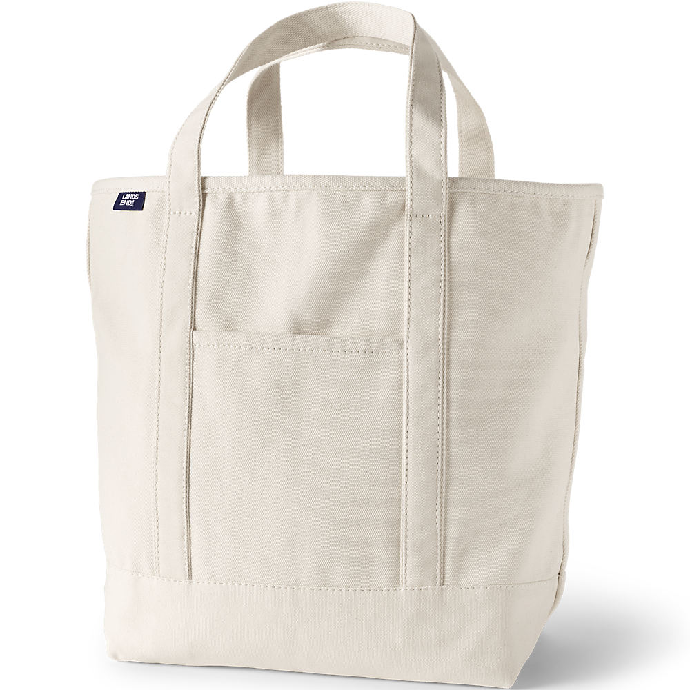 Large Open Top Canvas Tote Bag, Women, size: one size, regular, Ivory, Cotton, by Lands' End