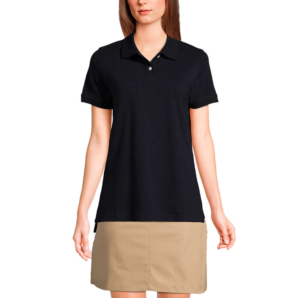 Lands End Womens Plus Size Short Sleeve Polyester Polo Shirt 