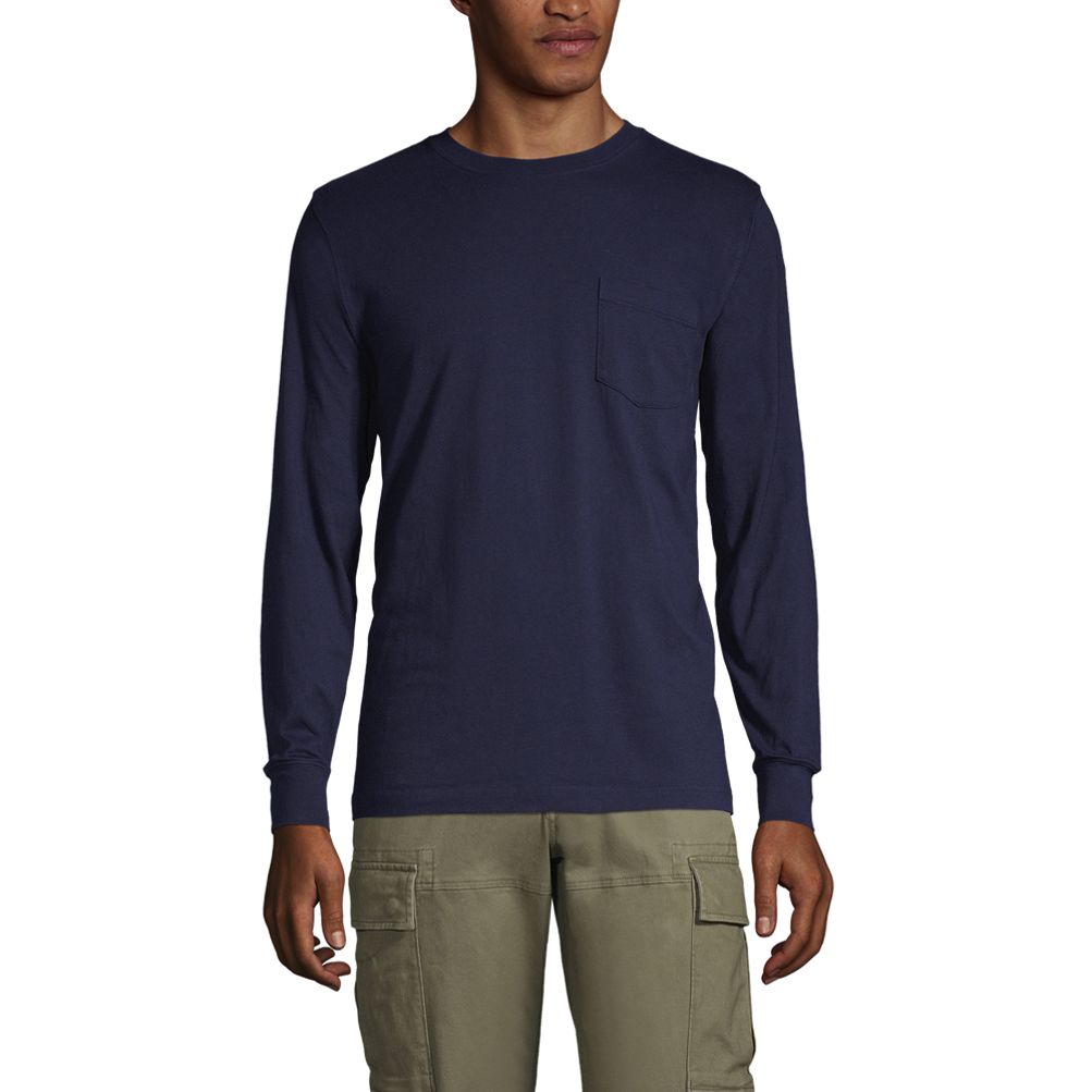 Men's Super-T Long Sleeve T-Shirt with Pocket | Lands' End