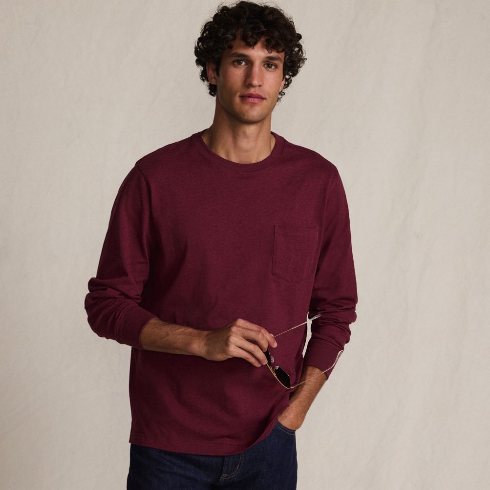 Men's Super-T Long Sleeve T-Shirt with Pocket | Lands' End