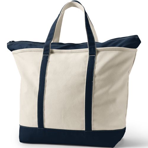  Lands' End Canvastasche Mit Reißverschluss, Extragroß, Herren, Größe:null Regular, Weiß, Baumwolle, By Lands' End 
