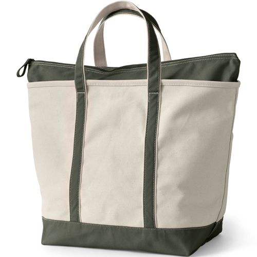  Lands' End Canvastasche Mit Reißverschluss, Extragroß, Herren, Größe:null Regular, Weiß, Baumwolle, By Lands' End 