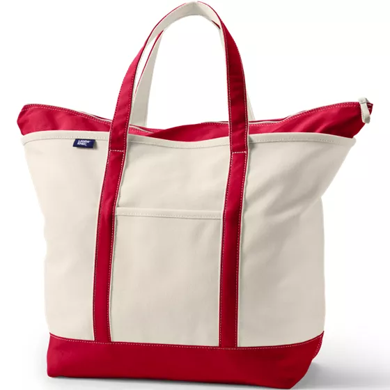 Extra Large 5 Pocket Zip Top Canvas Tote Bag - primary