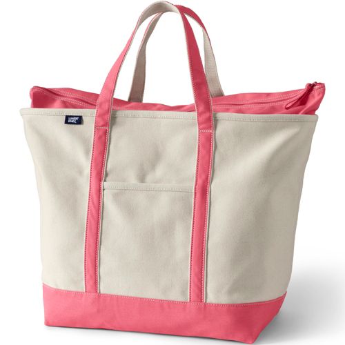 Lands' End Bright Pink & Orange Stripe Canvas Tote, Best Price and Reviews