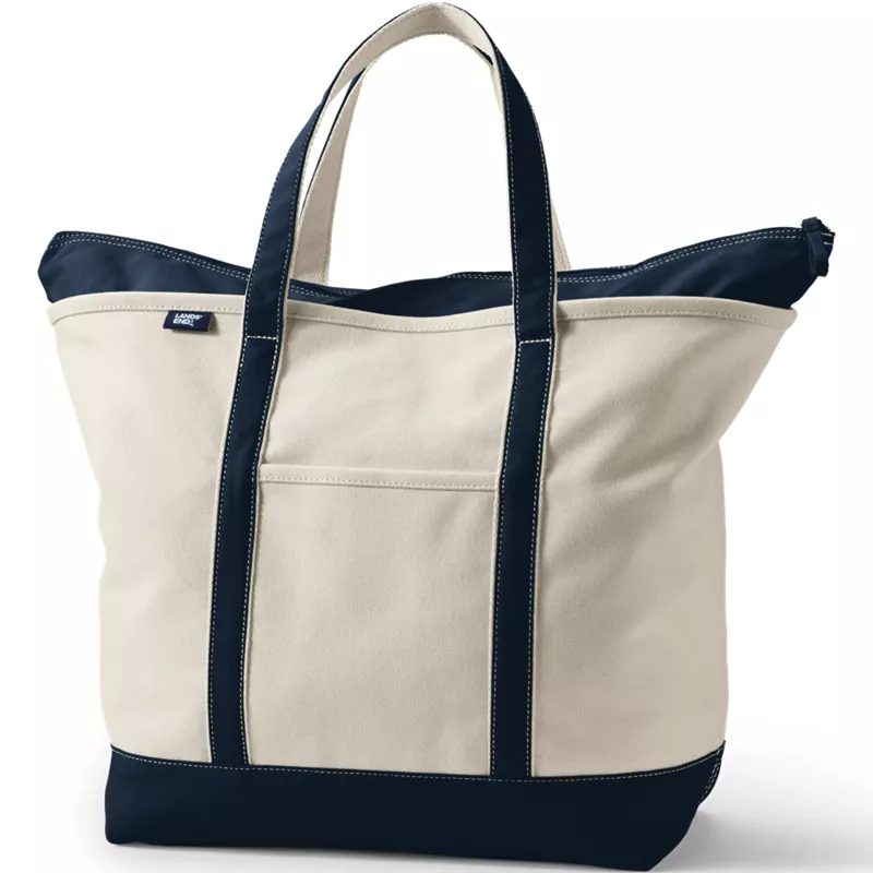 Extra Large 5 Pocket Zip Top Canvas Tote Bag, Front