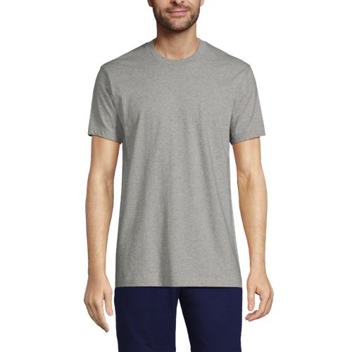  Lands' End Kurzarm-shirt Mit Rundhalsausschnitt (3er-set), Herren, Größe:44-46 Regular, Grau, Baumwolle, By Lands' End 