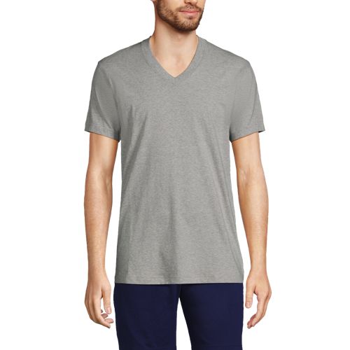  Lands' End Kurzarm-shirt Mit V-ausschnitt (3er-set), Herren, Größe:44-46 Regular, Grau, Baumwolle, By Lands' End 