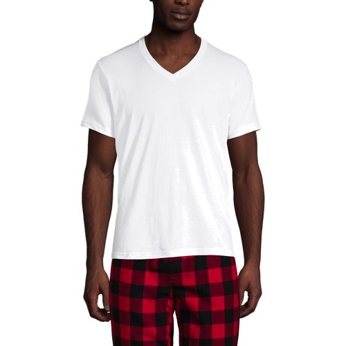  Lands' End Kurzarm-shirt Mit V-ausschnitt (3er-set), Herren, Größe:44-46 Regular, Weiß, Baumwolle, By Lands' End 